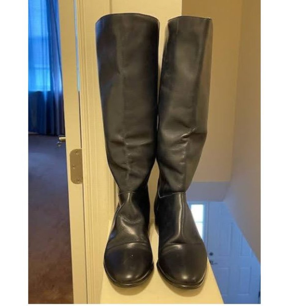 Vintage Women's Dark navy blue  Leather  Mid-calf Boots